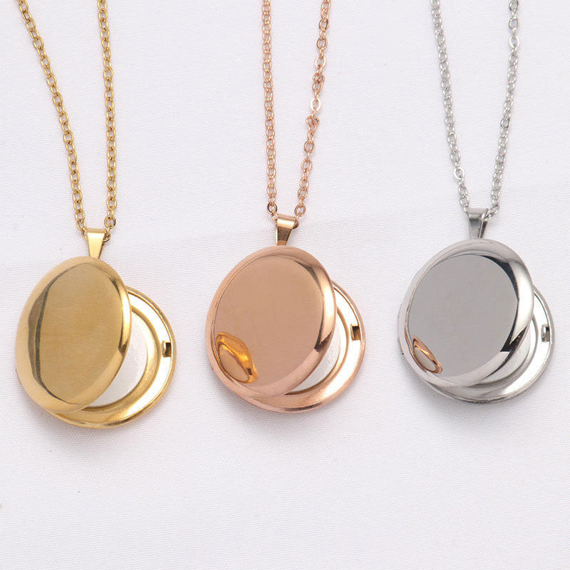 Customizable Stainless Steel Non Tarnish Mirror Polished Circular Phase Box Necklace Geometric Ellipse Fashion Necklace