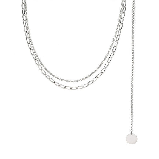 Fashion Stainless Steel Double Layer Necklace Chain Necklace Women Jewelry for Gift for Party