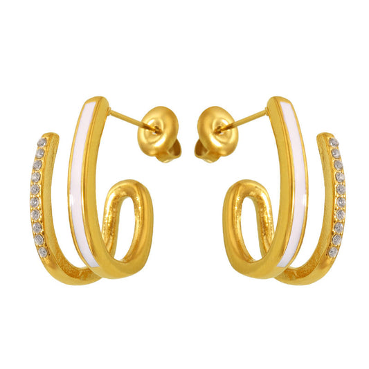 Metal Geometric Hanging Earrings with Personalized Retro Design Sense Fashionable and Simple Irregular Curve Earrings