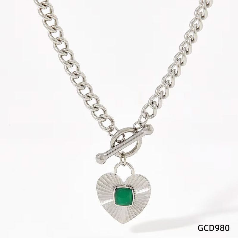 Fashion Jewelry Waterproof Real Gold Plated Stainless Steel Bead Ball Heart Zircon Crystal Necklace Bracelet for Women