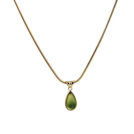 Factory New Design Wholesale High-quality PVD 18K Gold-plated Stainless Steel Water Droplet Pendant Jewelry Women's Necklace