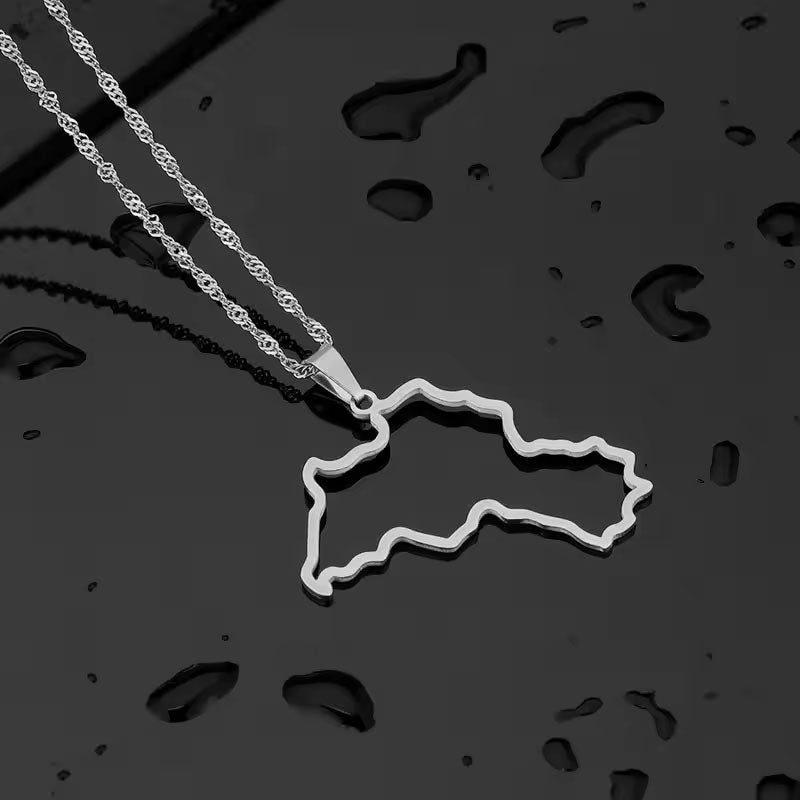 Trendy Anti Tarnish Gold Necklace 18K Real Stainless Steel Map Pendant Kurdistan Necklace for Women Men Girls