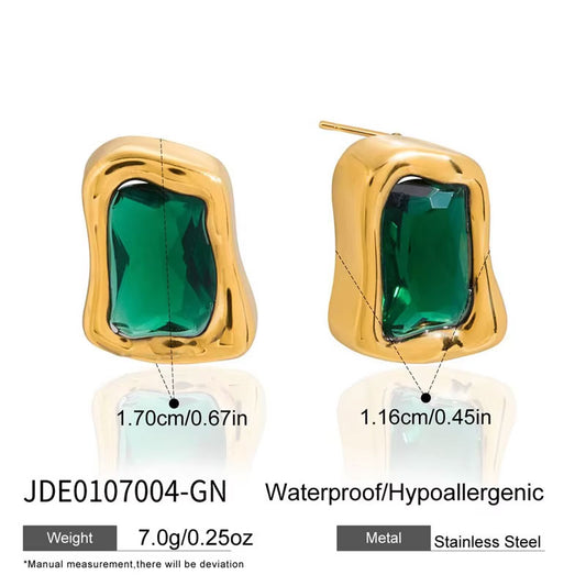 Trendy Anti Tarnish Wholesale Stainless Steel PVD Brand Zircon Stud Earrings Jewelry for Women