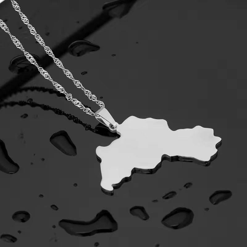 Trendy Anti Tarnish Gold Necklace 18K Real Stainless Steel Map Pendant Kurdistan Necklace for Women Men Girls