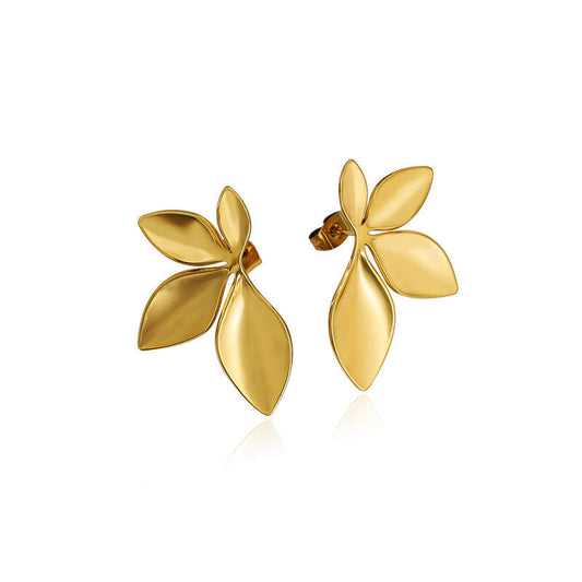 Wholesale Waterproof Stainless Steel PVD 18K Gold Plated Flower Stud Earrings for Women