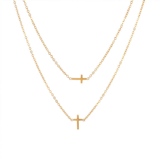 Trending Anti Tarnish Necklace Gold Necklace 18k Real Stainless Steel Cross Pendant Necklace for Women Girls