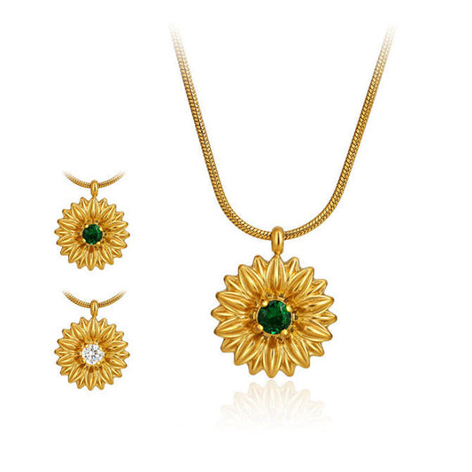 Trendy Style Hypoallergenic Flower Fine Jewelry Necklaces Stainless Steel Zircon Minimalist Fashion Pendant Necklaces for Women