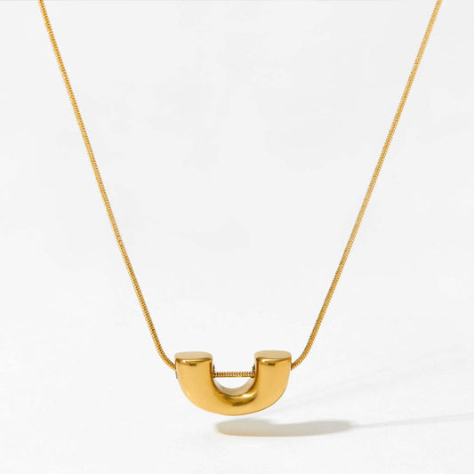 Simple Snake Bone Chain Stainless Steel Lock Earrings Retro U-Shaped Necklace Fashion Jewelry Set for Women Trendy Anniversaries