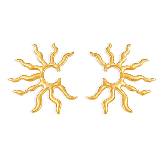 Customize Fashion Jewelry Large Sunflower Exaggerated Earrings Stainless Steel PVP Color Preserving Earrings Wholesale for Women