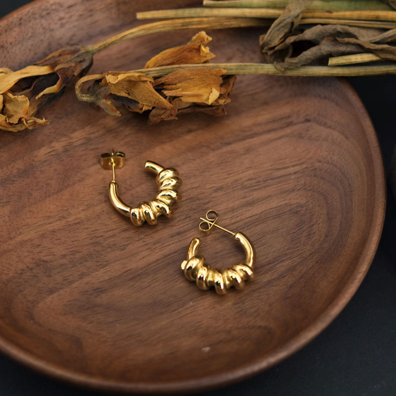 INS French Elegant C-Shaped Phone Rope Earrings for Women Retro High-End Fashion Jewelry