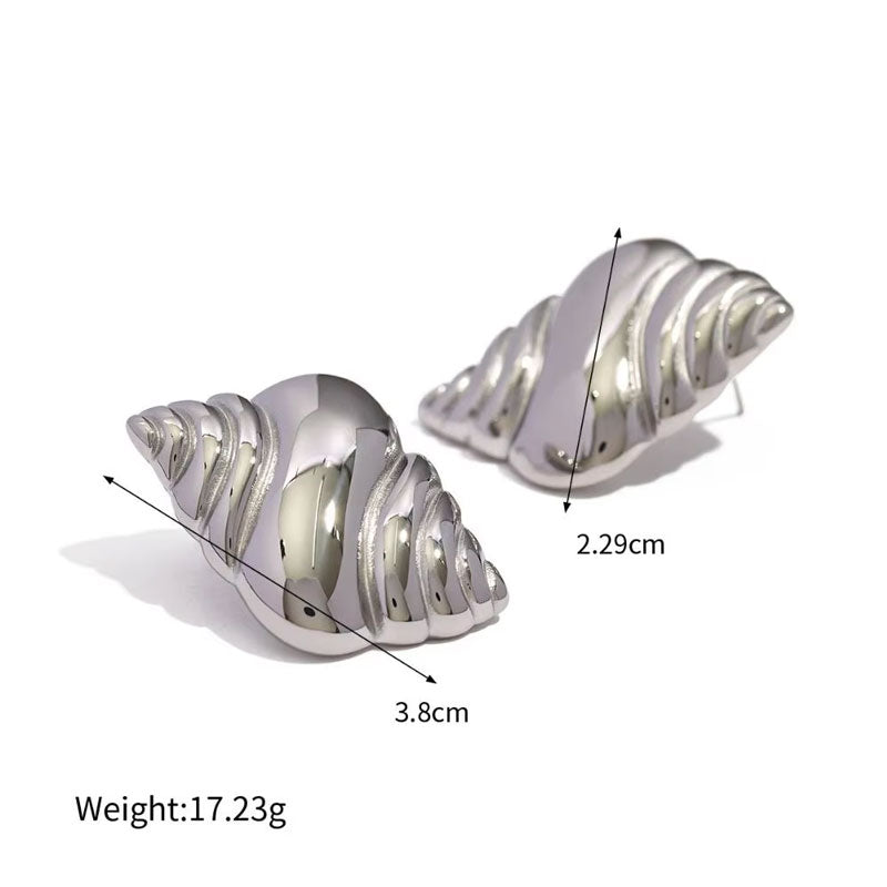 Customizable Stainless Steel Conch Earrings, Fashionable 18K Gold-plated Holiday Style Beach Style Earrings for Women