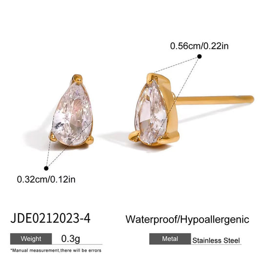 Trendy Hypoallergenic Wholesale Stainless Steel PVD Brand Zircon Stud Earrings Jewelry for Women