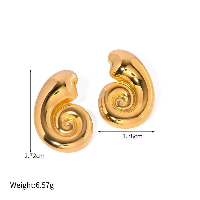 Customizable Stainless Steel Conch Earrings, Fashionable 18K Gold-plated Holiday Style Beach Style Earrings for Women