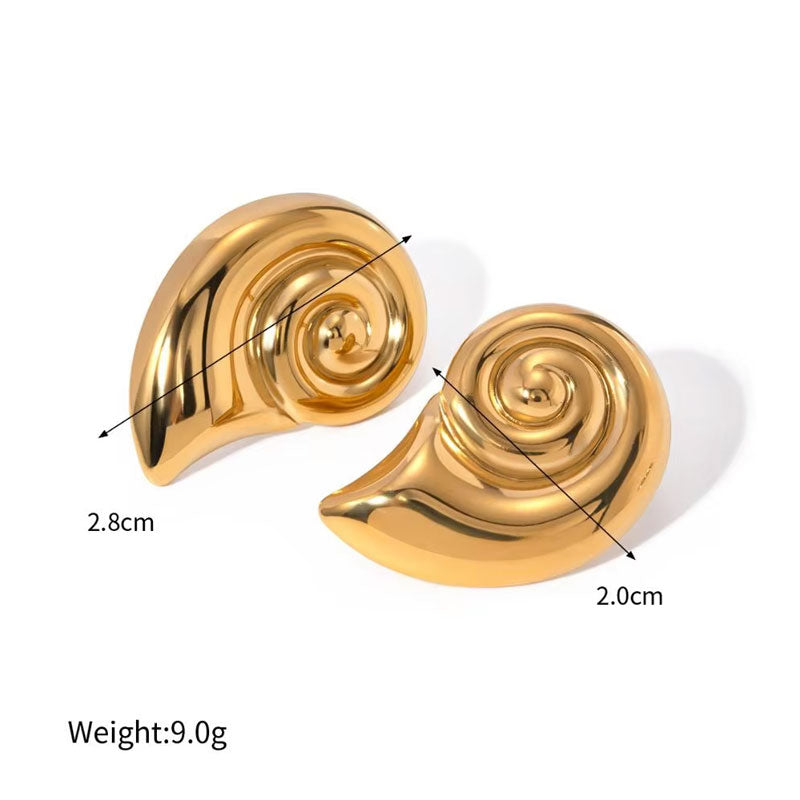 Customizable Stainless Steel Conch Earrings, Fashionable 18K Gold-plated Holiday Style Beach Style Earrings for Women