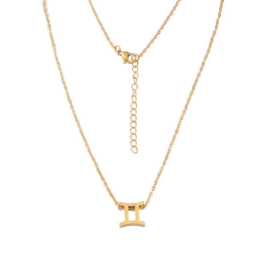 New 18K Gold Plated Stainless Steel Zodiac Sign Necklace High Polish Waterproof Trendy Chains-Wholesale