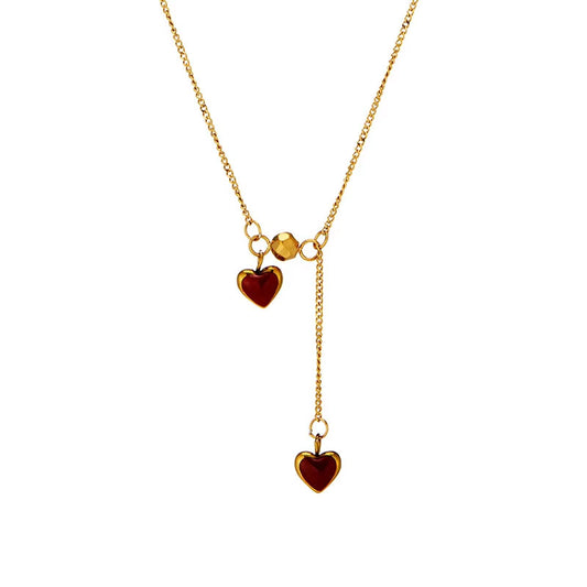2025 New Design Wholesale Hypoallergenic Non Tarnish Stainless Steel Gold Plated Waterproof Jewelry Heart Necklace
