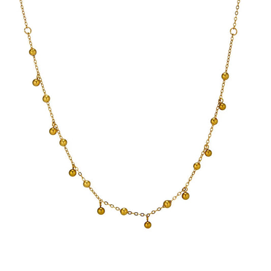 Wholesale Stainless Steel 18K Gold Plated Anti Tarnish Bead Chain Necklace for Women