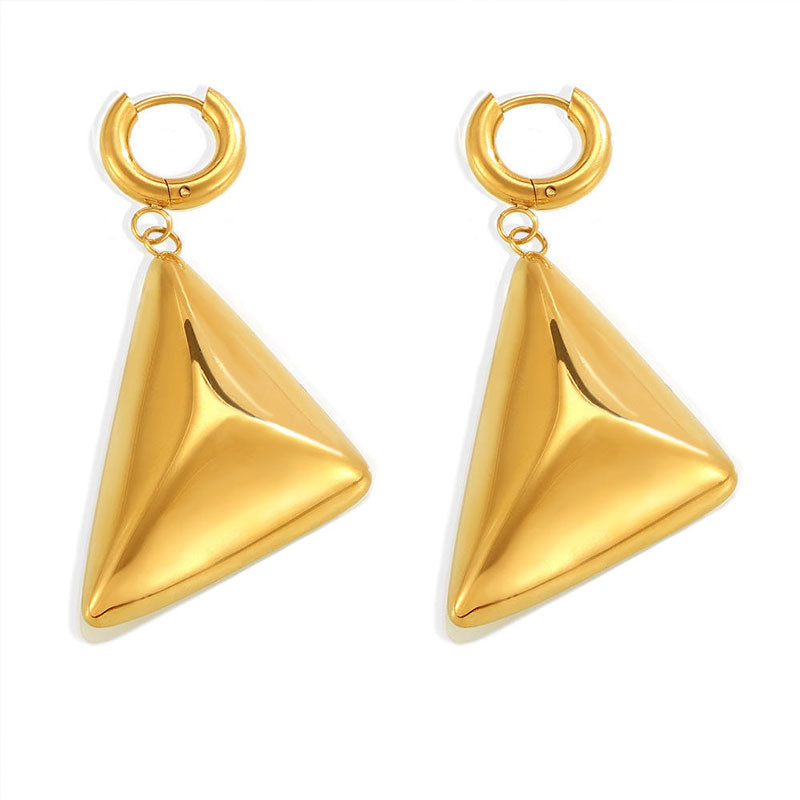 New 18K PVD Gold Jewelry Stainless Steel High Quality Smooth Geometric Triangle Hoop Earring for Women