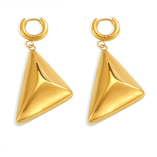 New 18K PVD Gold Jewelry Stainless Steel High Quality Smooth Geometric Triangle Hoop Earring for Women