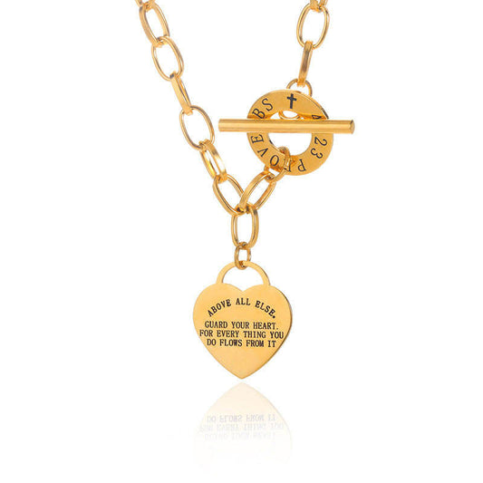 Wholesale Custom Minimalist Geometric Metal Heart Pendant Necklace for Women Dual-Piece Unique Luxury Stainless Steel Trendy