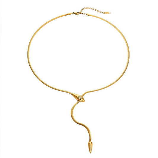 Casual Polished Gold Necklace 18k Real Fine Snake Chains Stainless Steel Women's Necklace for Women