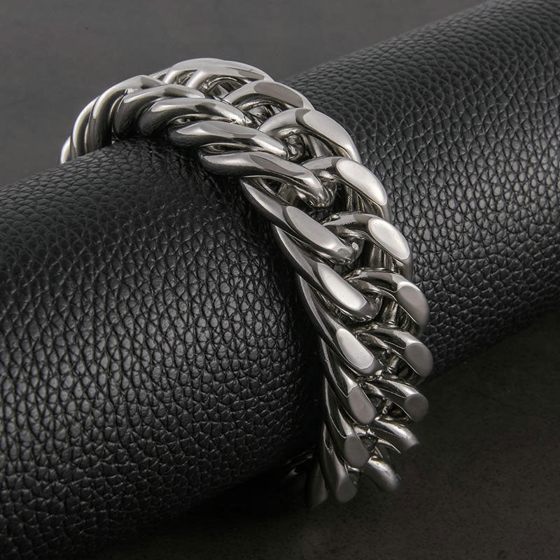 High Quality Custom Stainless Steel Cuban Link Chain Bracelet Gold Plated New Design Trendy Style for Gift