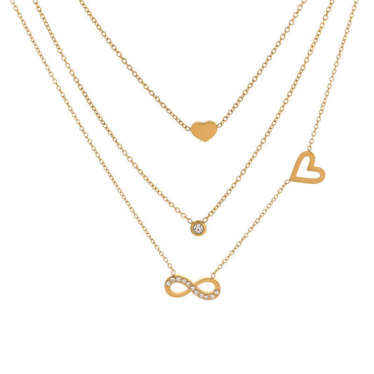 Elegant Jewelry Odor-Free Wholesale Three Layer Heart Fine Jewelry Necklaces Stainless Steel Fashion Pendant Necklaces for Women