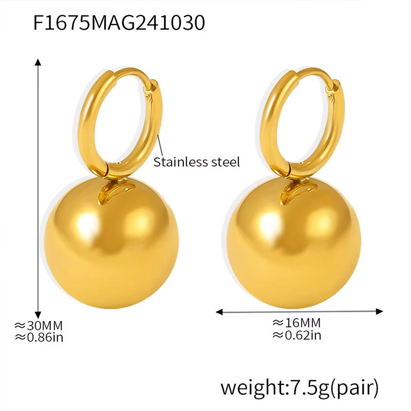 Women's Luxury 18K Gold Jewelry Earrings New Classic Stainless Steel Oil Painting Candy-Colored Hollow Balls New Stainless Steel