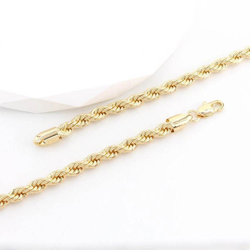 Trendy Durable No Fading Stainless Steel Silver 18k Real Gold Solid Gold Men's Chain for Men Boys