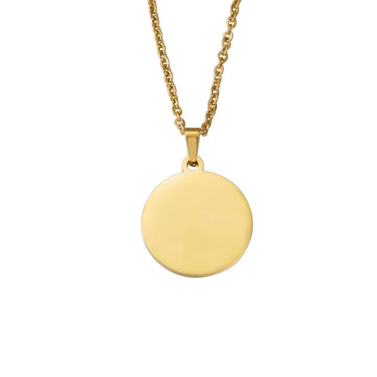 Custom 18K Gold Fashionable European and American Style Necklace Pendant Mirror Stainless Steel Geometric Blank Pendant Necklace
