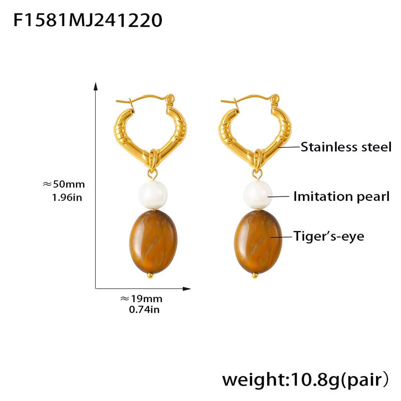 Vintage Fashion Women Jewelry 18K Gold Plated Hypoallergenic Stainless Steel Stud Earrings for Gift