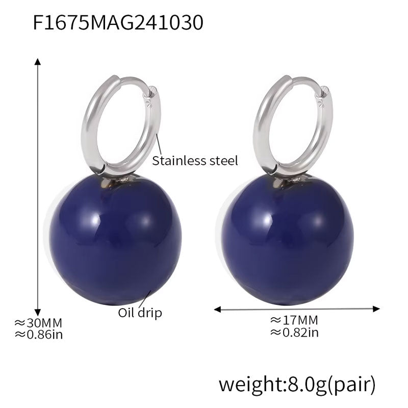 Women's Luxury 18K Gold Jewelry Earrings New Classic Stainless Steel Oil Painting Candy-Colored Hollow Balls New Stainless Steel