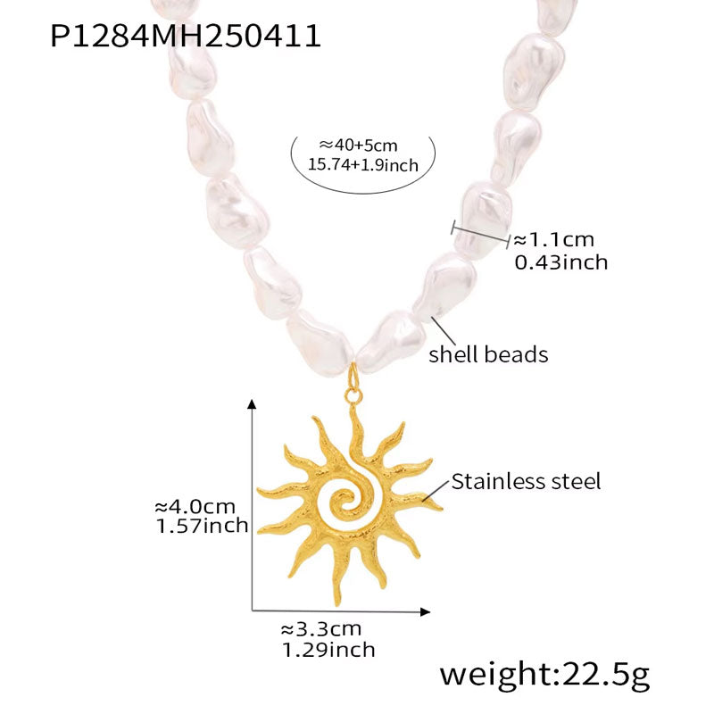 Ocean Jewelry Starfish Necklaces Conch Charms for Jewelry Making Freshwater Peal Stainless Steel Pendant Necklace for Women