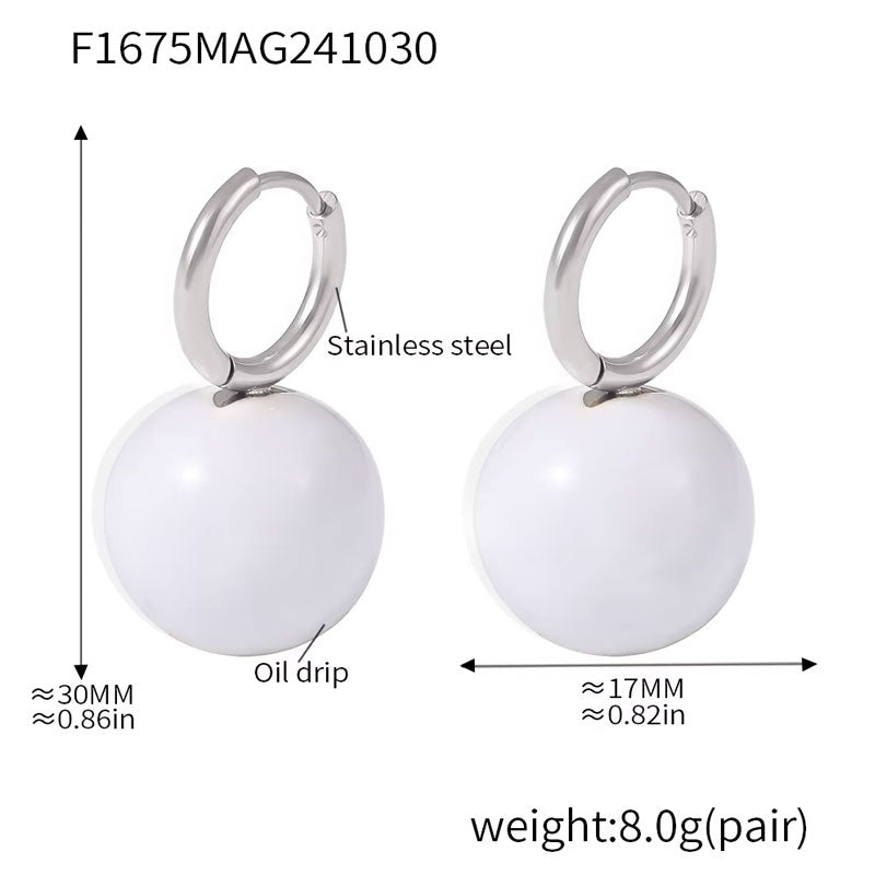 Women's Luxury 18K Gold Jewelry Earrings New Classic Stainless Steel Oil Painting Candy-Colored Hollow Balls New Stainless Steel