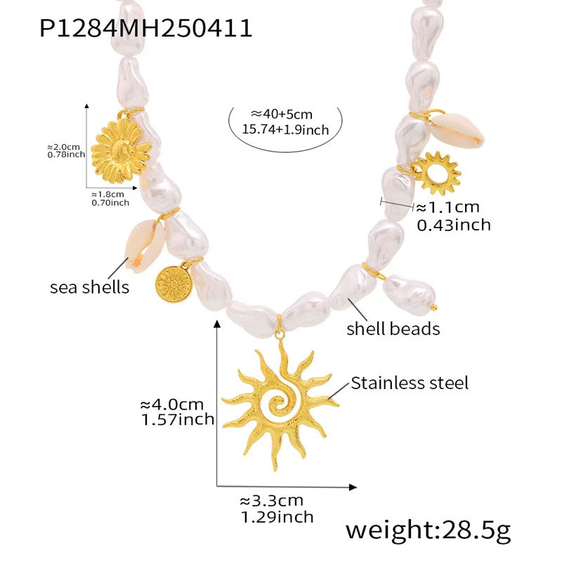 Ocean Jewelry Starfish Necklaces Conch Charms for Jewelry Making Freshwater Peal Stainless Steel Pendant Necklace for Women