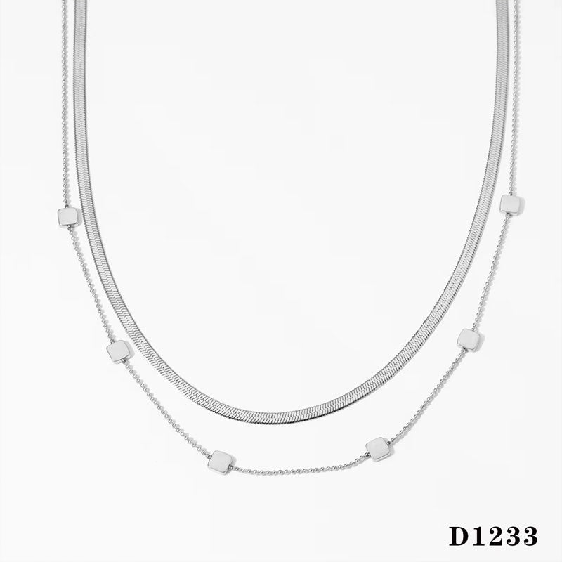Simple Double Layer Women's INS Jewelry Choker Necklace Waterproof Stainless Steel with Gold Plating Hot Sale Anniversary Gift