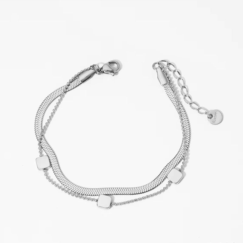Simple Double Layer Women's INS Jewelry Choker Necklace Waterproof Stainless Steel with Gold Plating Hot Sale Anniversary Gift