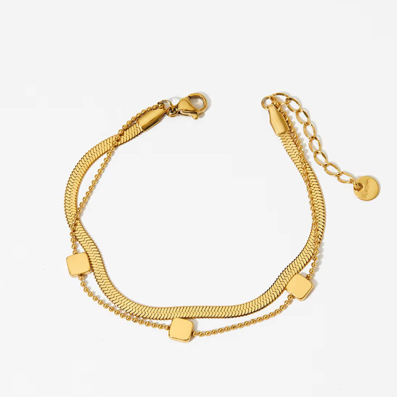 Simple Double Layer Women's INS Jewelry Choker Necklace Waterproof Stainless Steel with Gold Plating Hot Sale Anniversary Gift