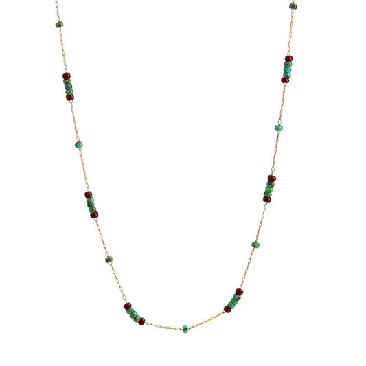 Office Casual Colorfast Sturdy Allergy-free Stainless Steel Natural Stone 14k 18k Solid Gold Chain Choker Necklace for Men Women