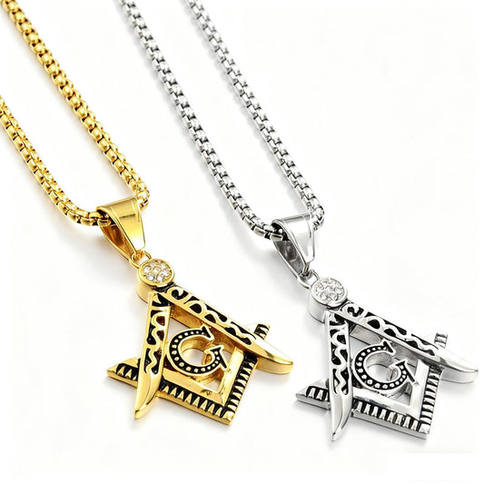 No Fading Religious Gold Necklace 24k Wholesale Stainless Steel Necklaces Masonic Pendant Necklaces for Women Men