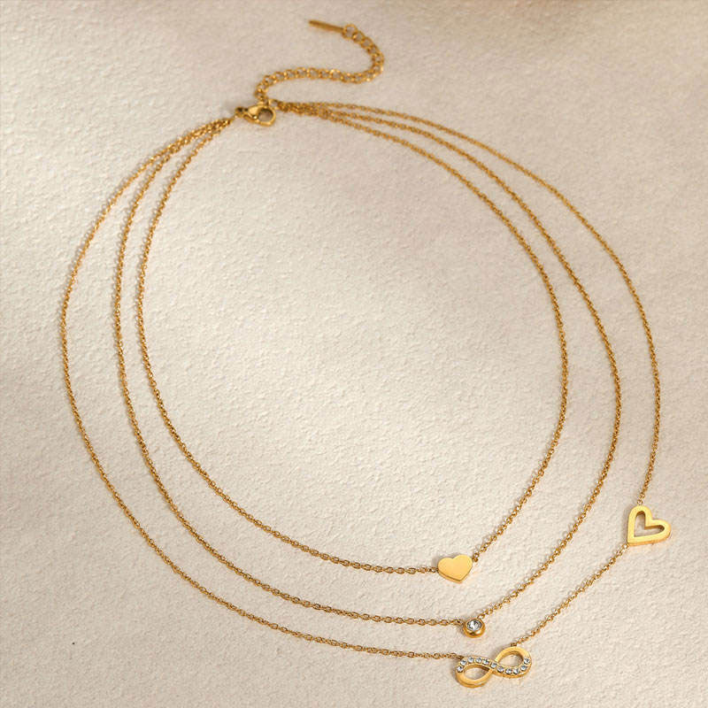Elegant Jewelry Odor-Free Wholesale Three Layer Heart Fine Jewelry Necklaces Stainless Steel Fashion Pendant Necklaces for Women