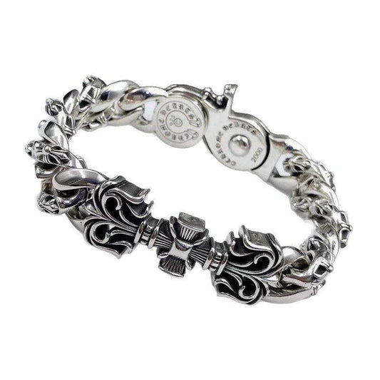 Vintage Anti Tarnish Waterproof Wholesale Custom Brand logo Stainless Steel Cross Bracelet for Men Gift