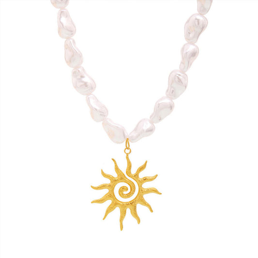 Ocean Jewelry Starfish Necklaces Conch Charms for Jewelry Making Freshwater Peal Stainless Steel Pendant Necklace for Women