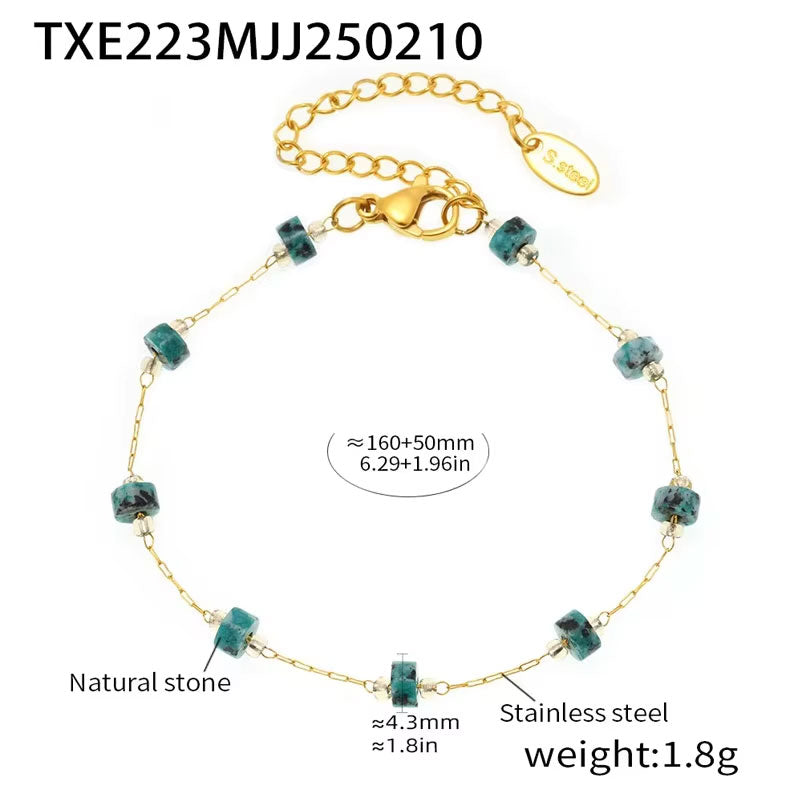 Trendy Anti Tarnish Gold Necklace 18K Real Stainless Steel Natural Stone Necklace Set for Women Girls