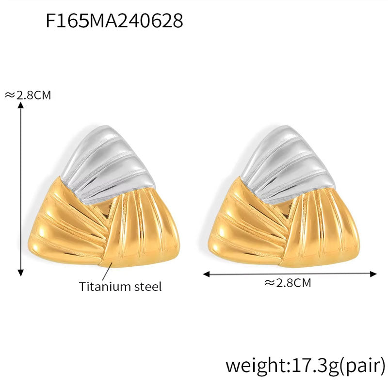 18K Gold Plated Stainless Steel Hammered Geometric Earrings Set Mixed Color Fashion Jewelry