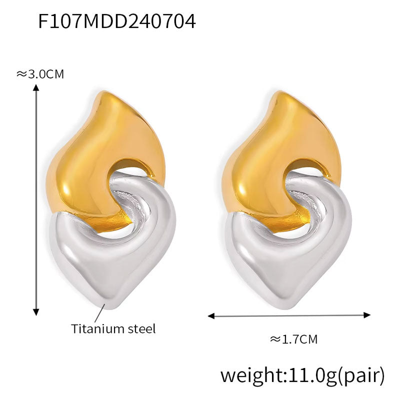 18K Gold Plated Stainless Steel Hammered Geometric Earrings Set Mixed Color Fashion Jewelry