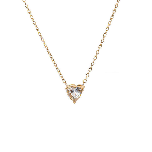 China Manufacturer's Custom Stainless Steel Heart Birthstone Necklace Non-Tarnish PVD Gold Plated Trendy Beads Chains