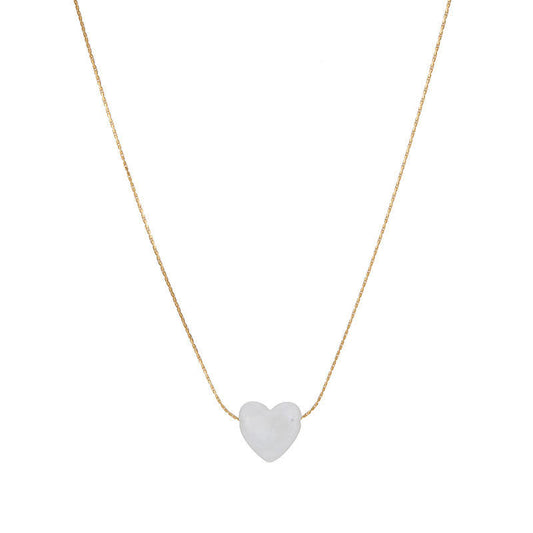 New Wholesale Non Tarnish PVD Gold Plated Stainless Steel Stone Heart Charm Pendant Necklace