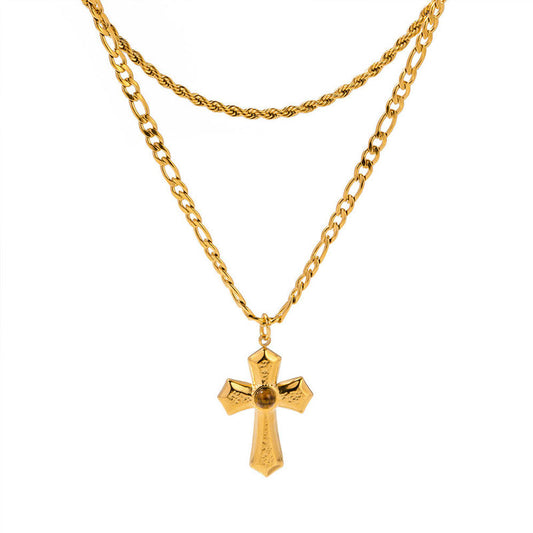 Chino Link Chain Stainless Steel Nature Stone Custom Permanent Jewelry Gold Fill Chain Fashion Pendant Necklaces for Men Women