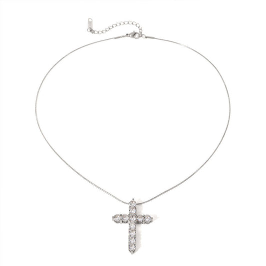 Wholesale Stainless Steel Zircon Chain Custom Permanent Jewelry Gold Fill Cross Chain Fashion Pendant Necklaces for Men Women